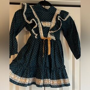 Mini world vintage dark Teal Dress with Lace and Bow size 6